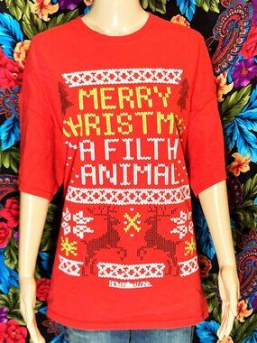 MEN'S HOME ALONE SHIRT " MERRY CHRISTMAS YA FILTHY ANIMAL " TEE MENS SIZE 2XL